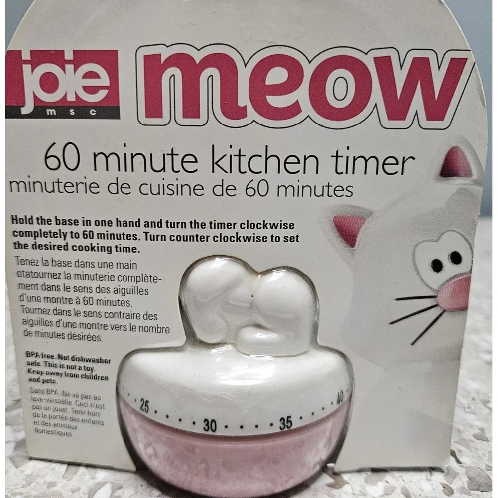 Joie Meow Kitchen Timer Cat Mouse 60 Minutes NEW SEALED